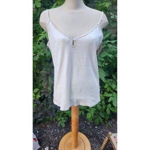 The Earth‎ Collection Silk Cotton Tank Top Sleeveless Ivory Cream XXL (fits xl)